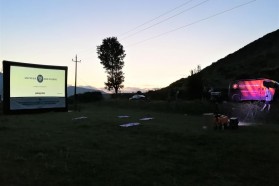 Luckily, the weather held and the screening could be carried out outdoors by Solar Cinema Bus ADRIA